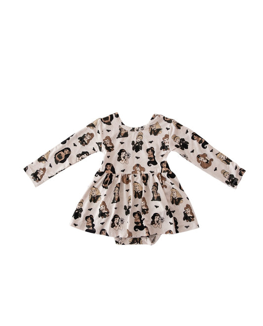 Fairytale Frights: Long Sleeve Baby Twirl Dress with Bodysuit
