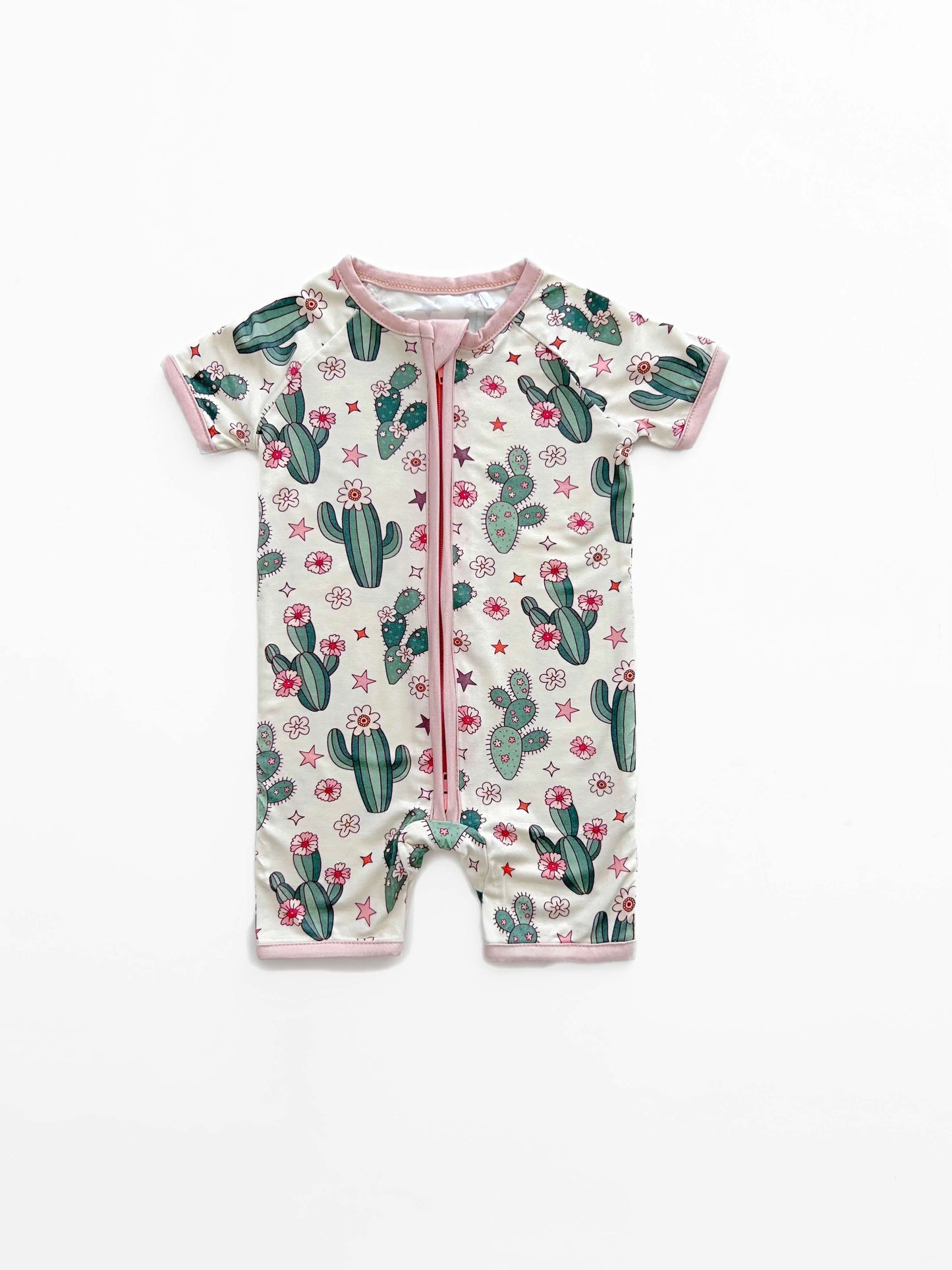 Bamboo Shorty Romper | Cactus Flowers