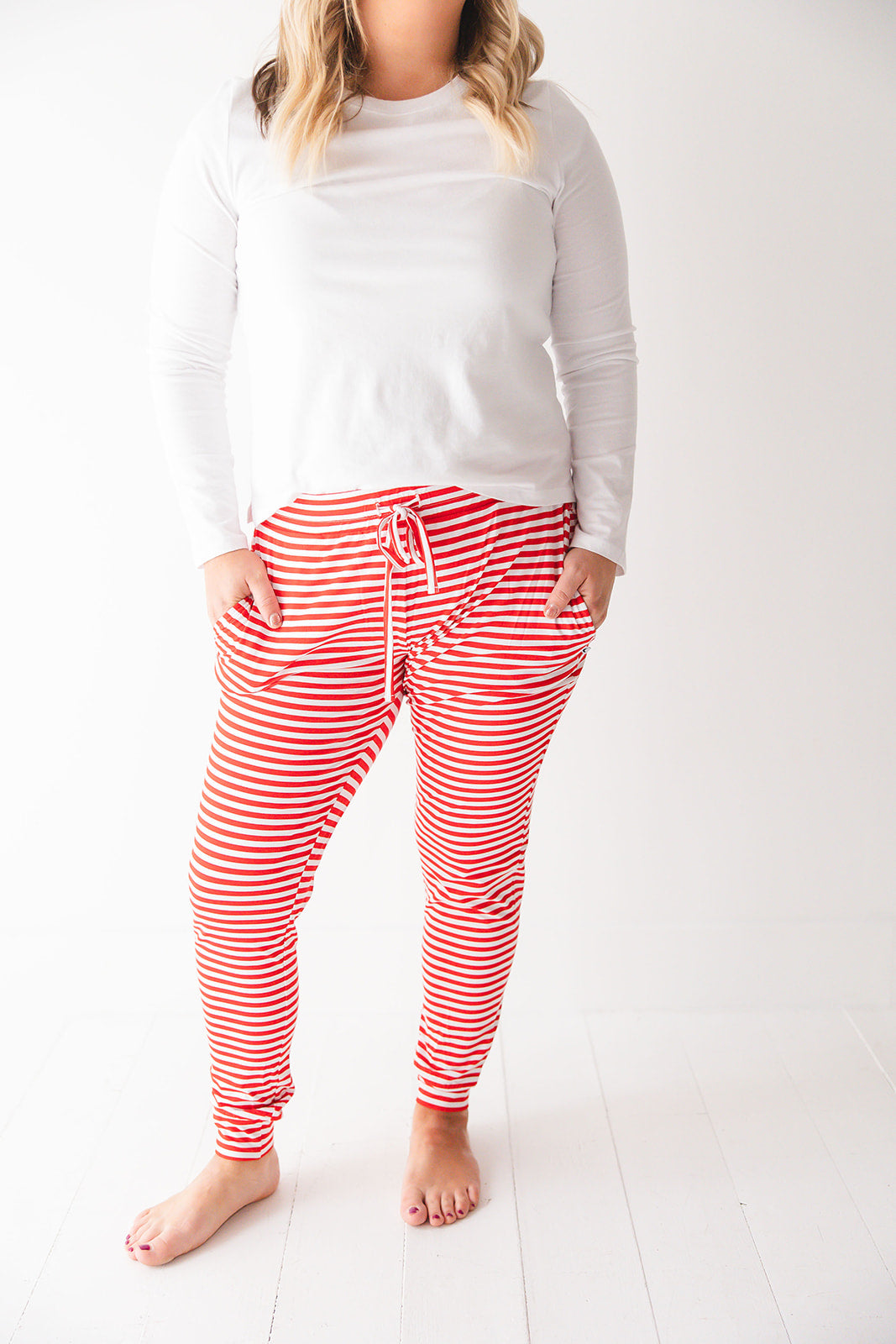 Red Stripes Mom Jogger