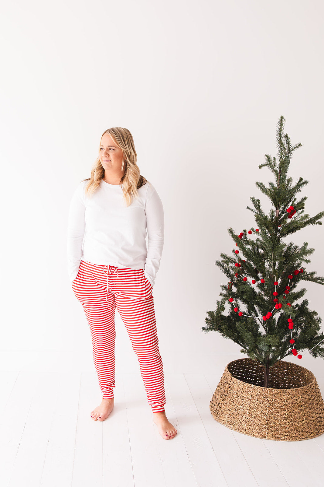 Red Stripes Mom Jogger