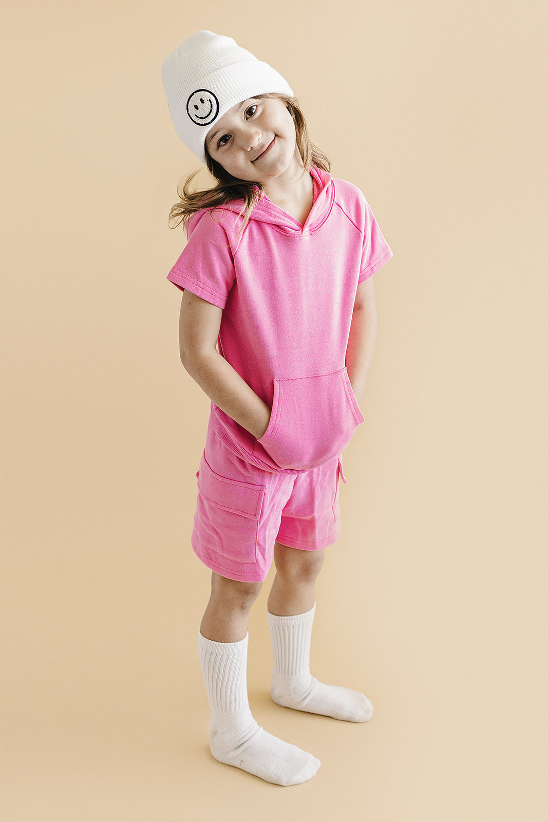 Terry Cargo Shorts Set | Pink