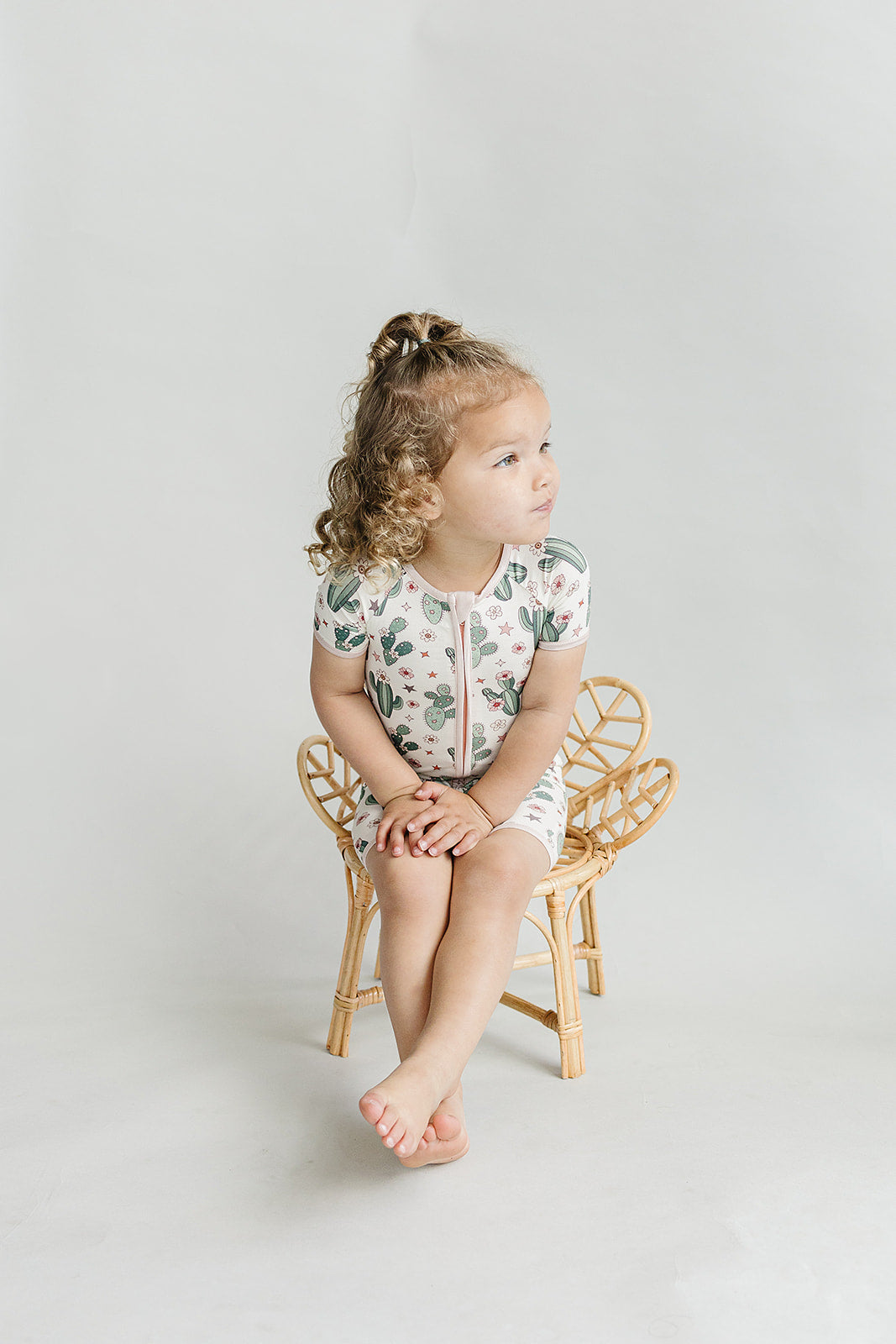 Bamboo Shorty Romper | Cactus Flowers