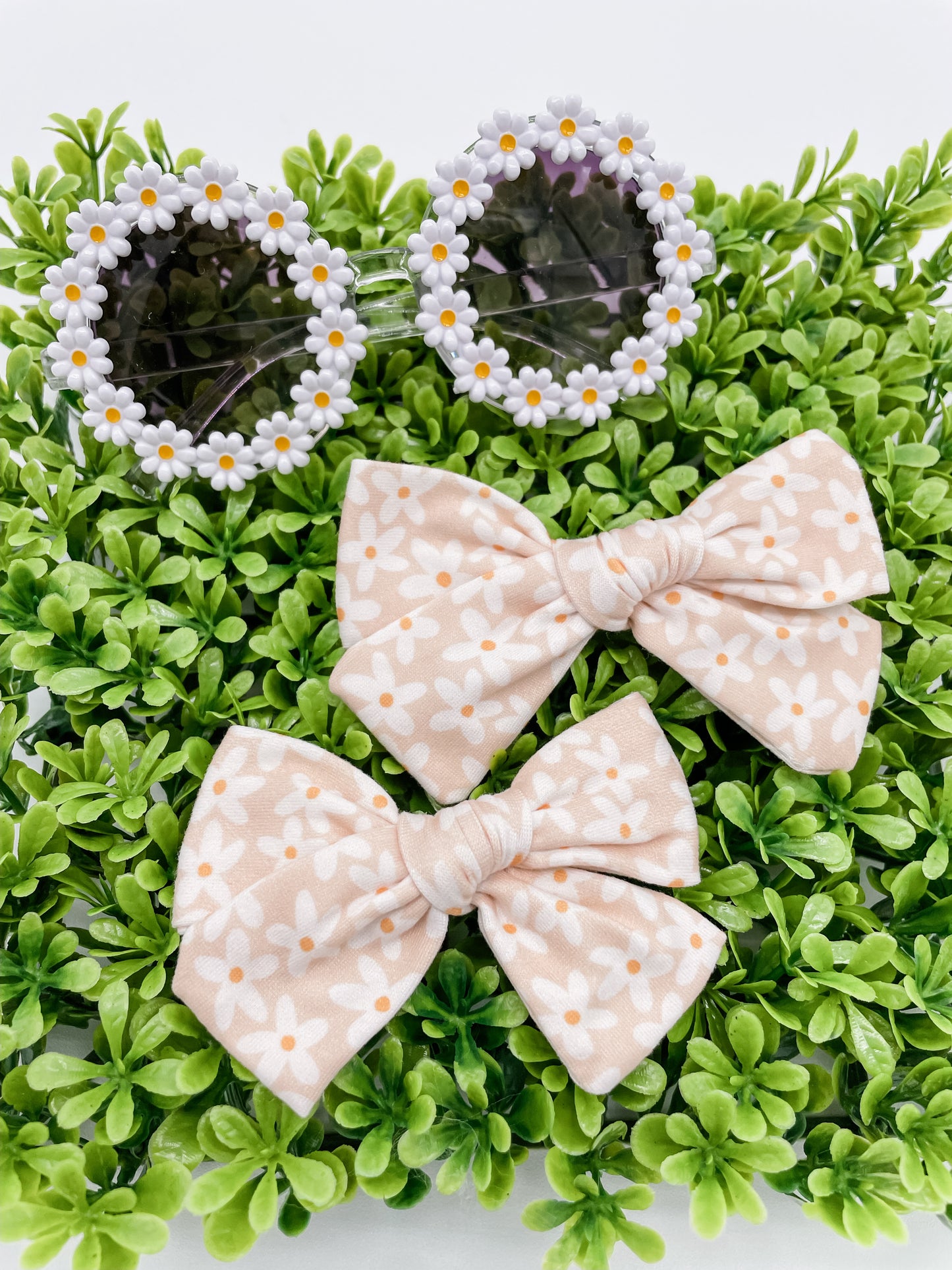 Tan Flower Bow