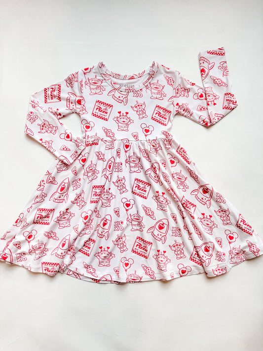 Pizza My Heart: Long Sleeve Skater Dress