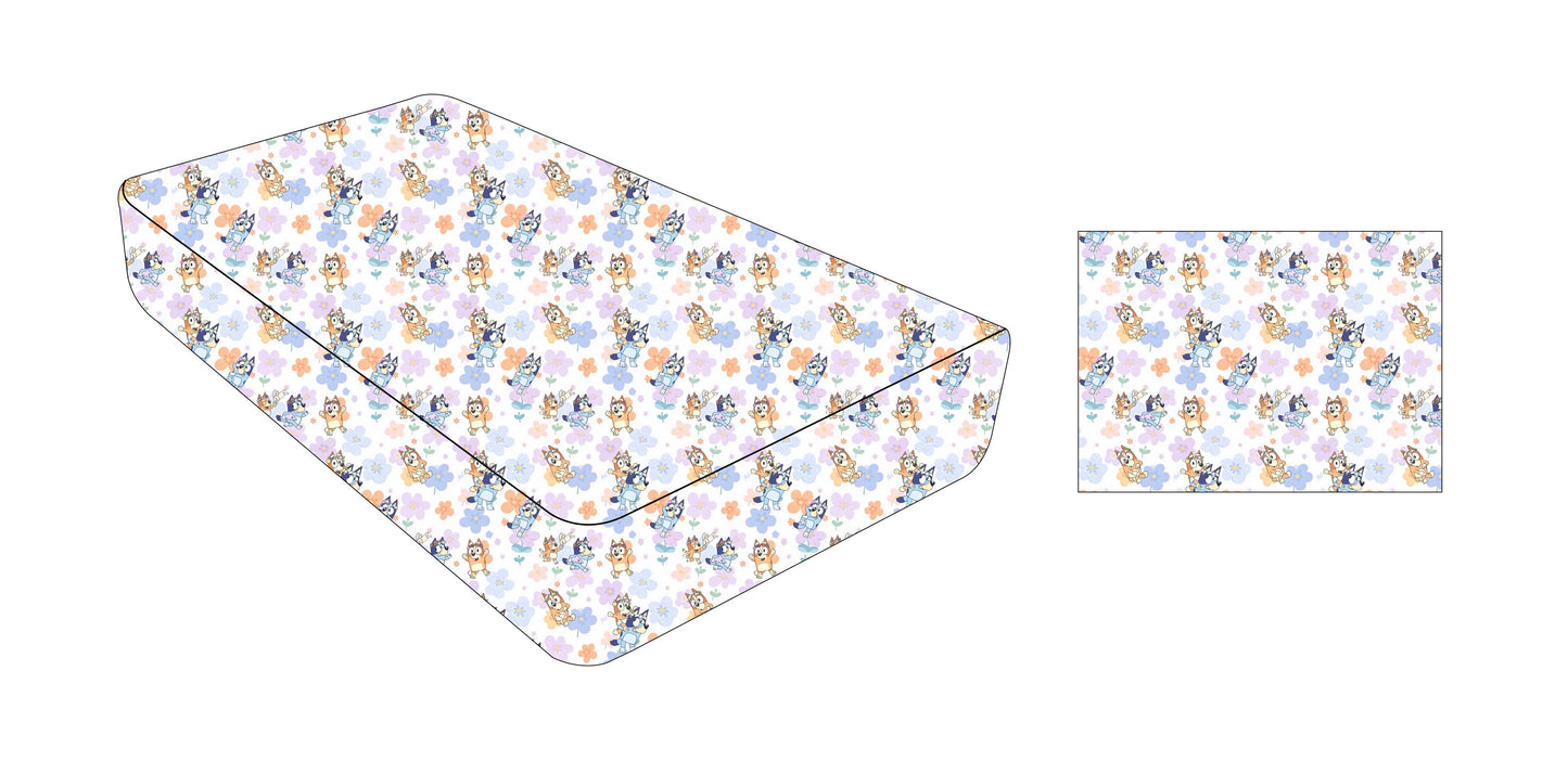 Pups & Petals: Twin Fitted Sheet & Pillow Case