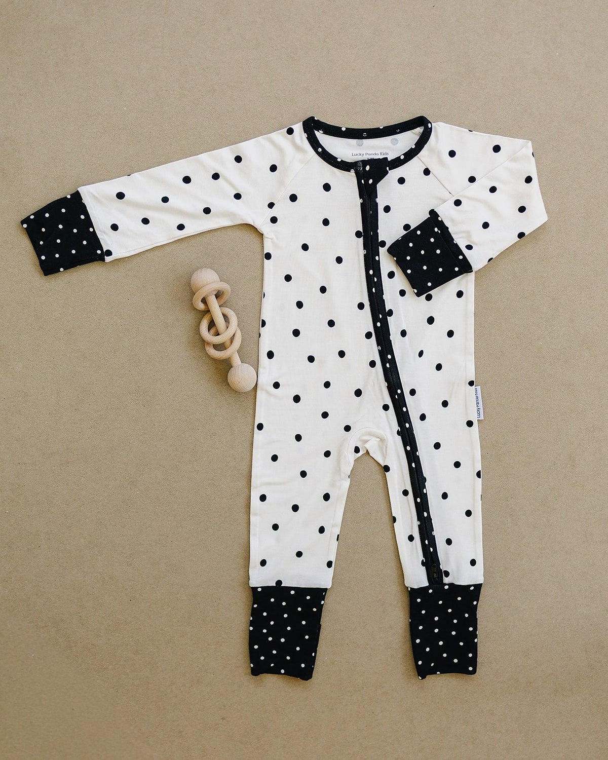 Bamboo Zip Romper | Classic Polka