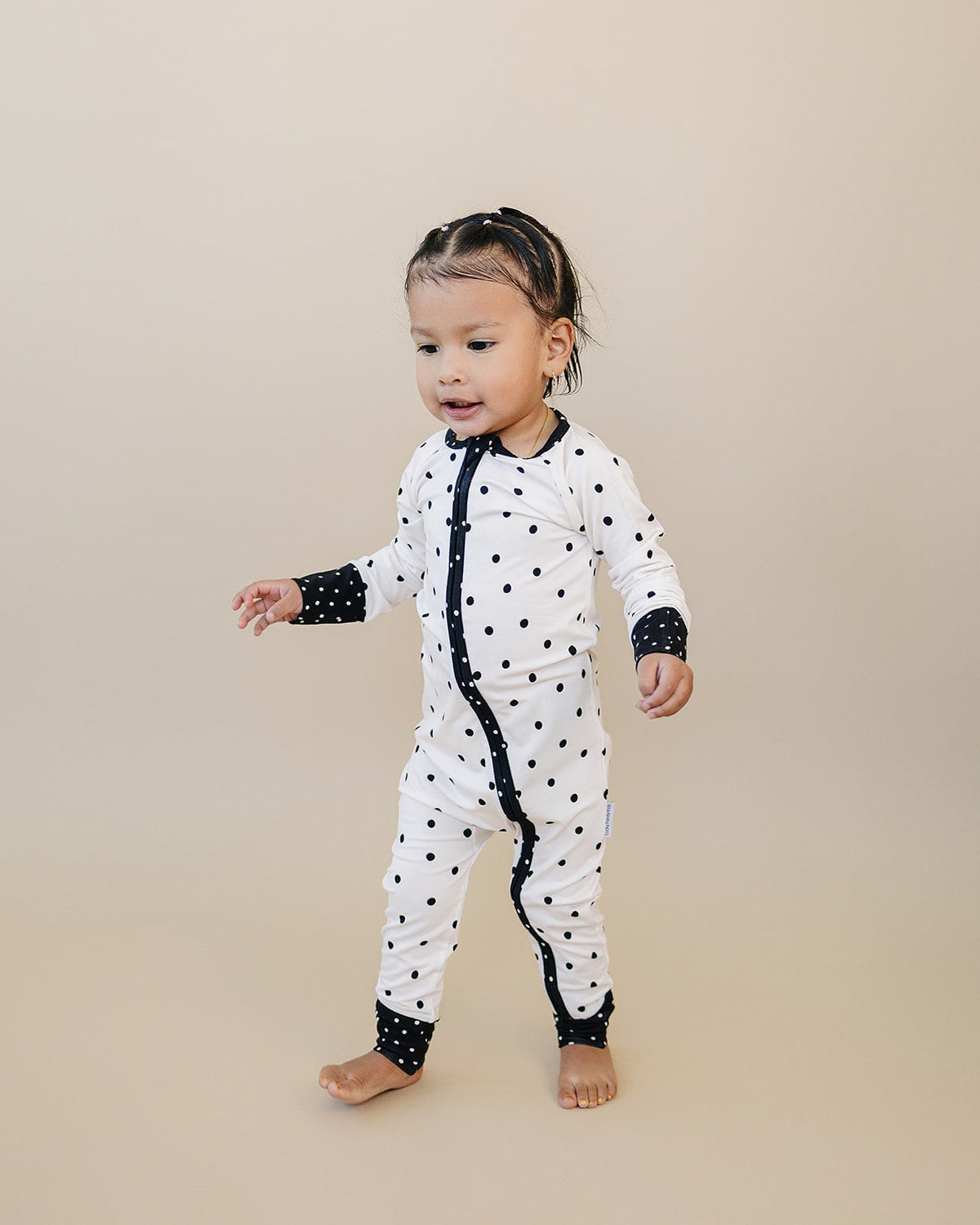 Bamboo Zip Romper | Classic Polka