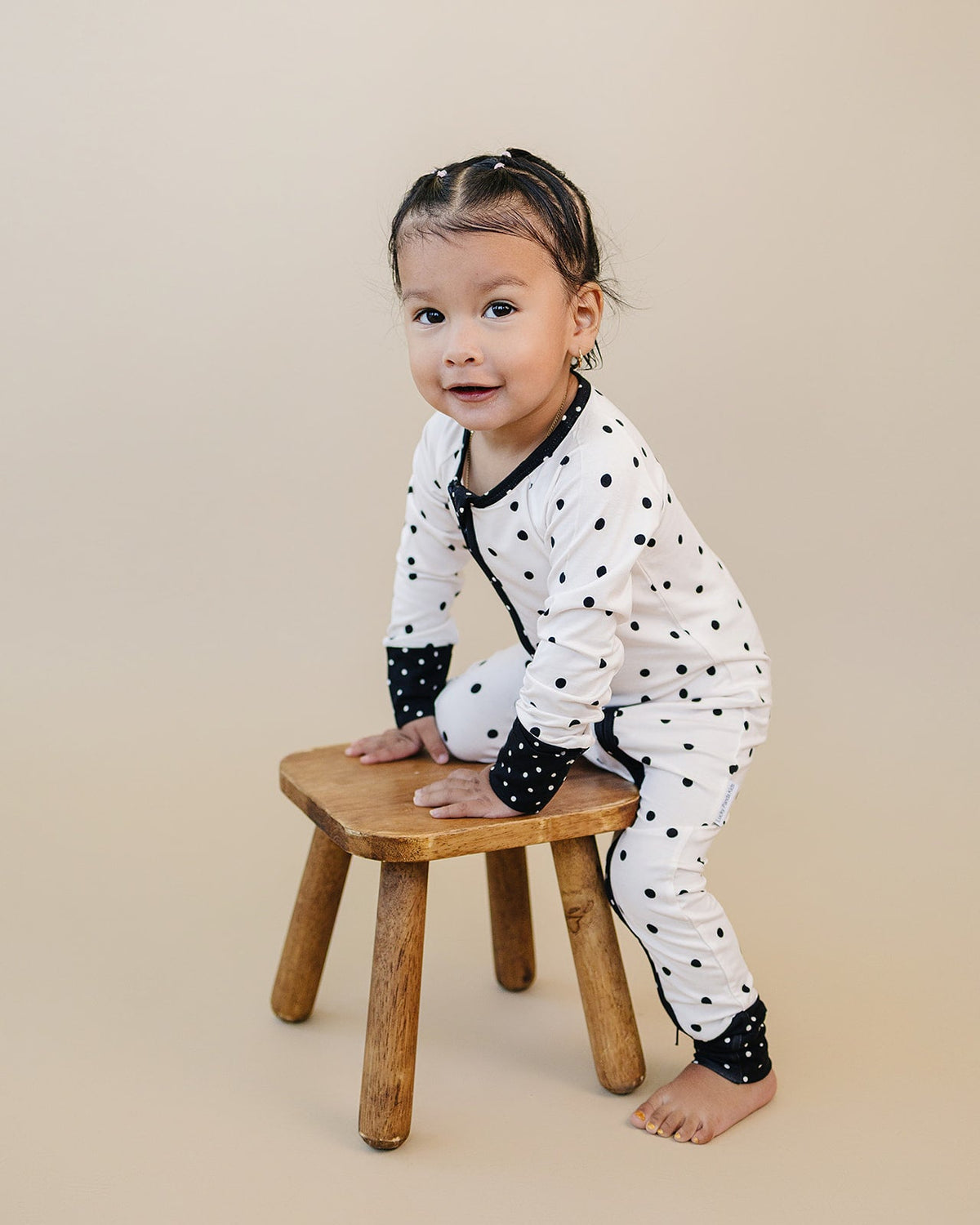 Bamboo Zip Romper | Classic Polka