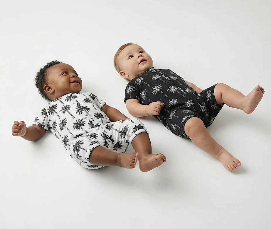 Bamboo Shorty Romper  | Palm Style Black