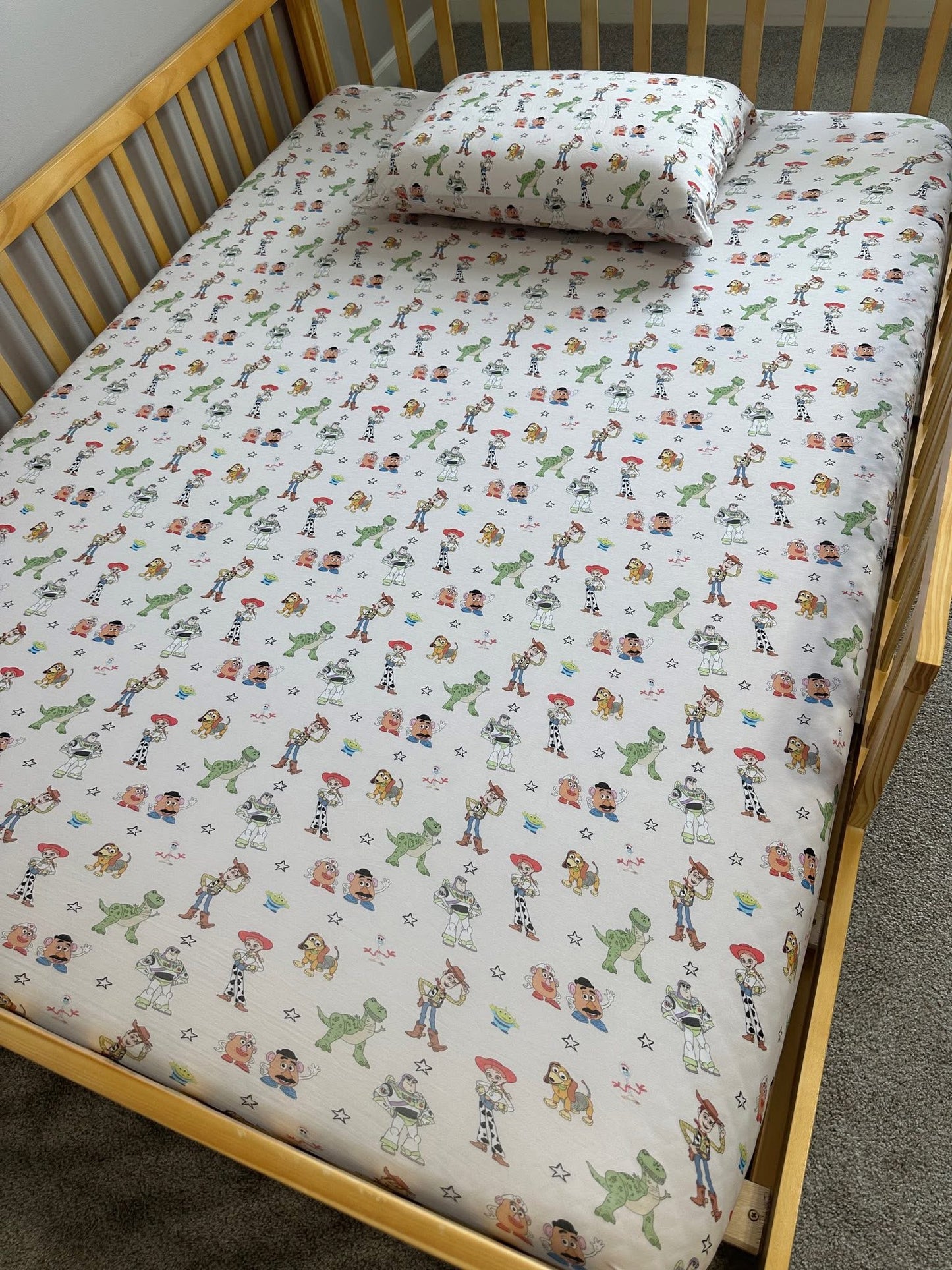 Toys in Tow: Twin Fitted Sheet & Pillow Case