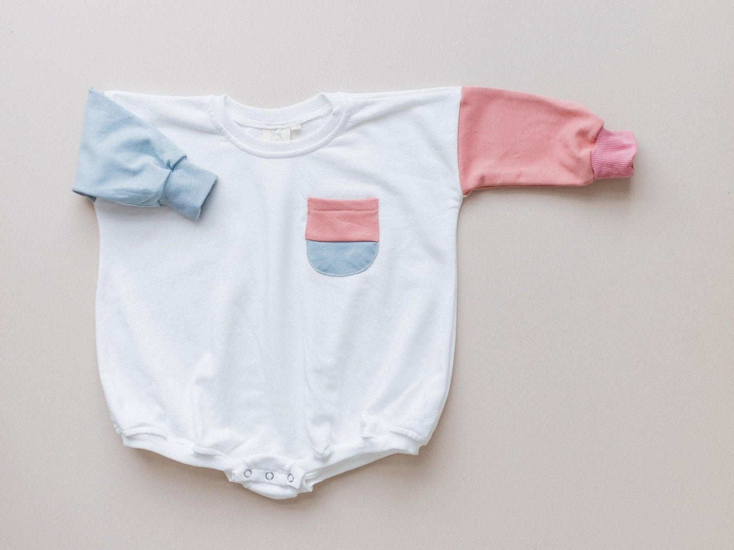 Colorblock Pocket Sweatshirt Romper - more colors
