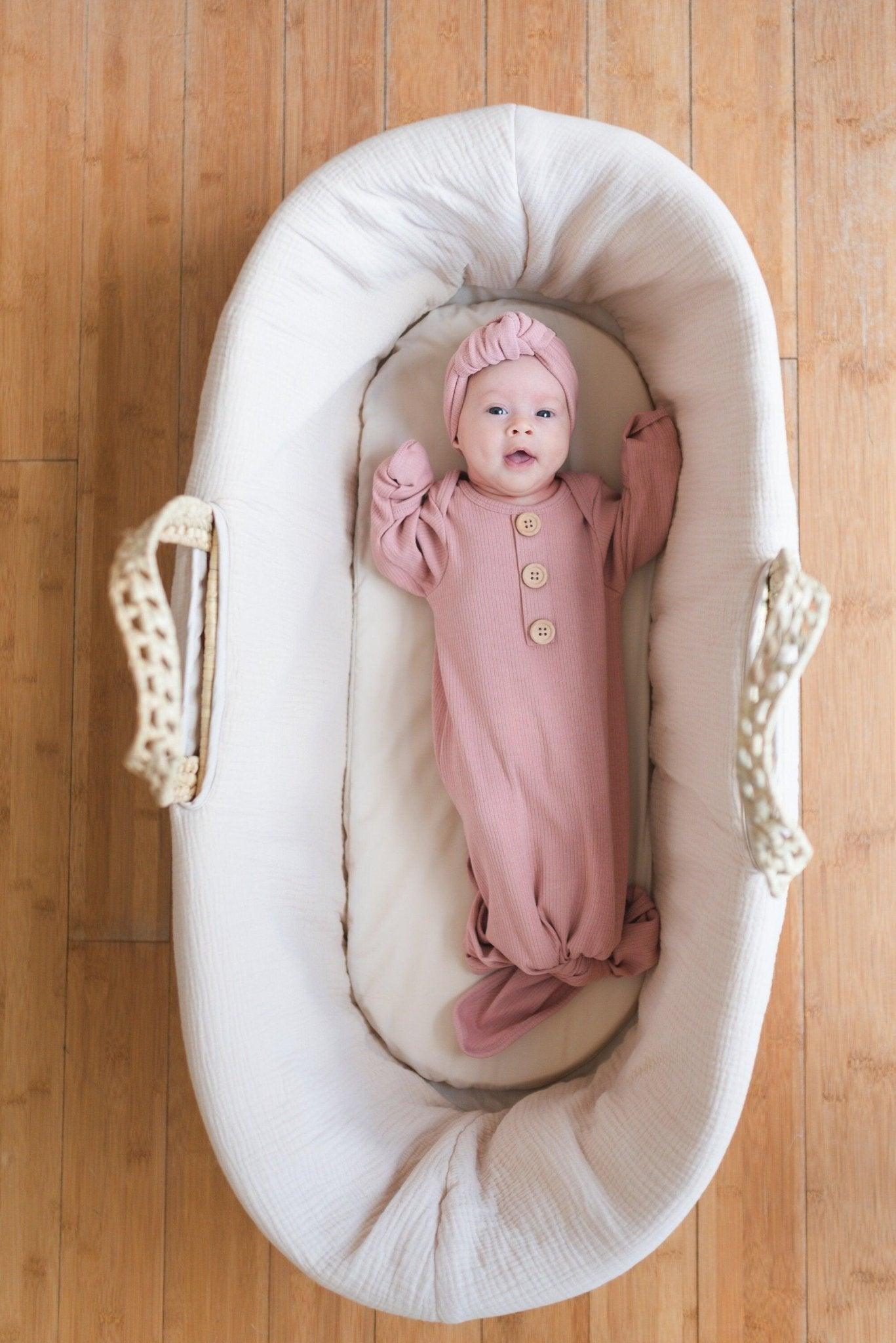 Ribbed Knotted Newborn Gown - more colors