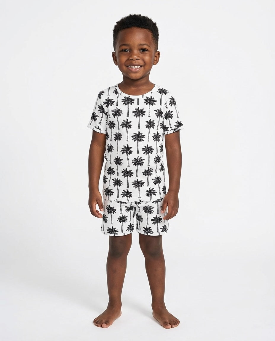Bamboo Shorts Set | Palm Style White